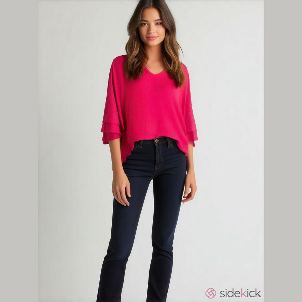 ZARA V Neck Flutter Sleeve Blouse